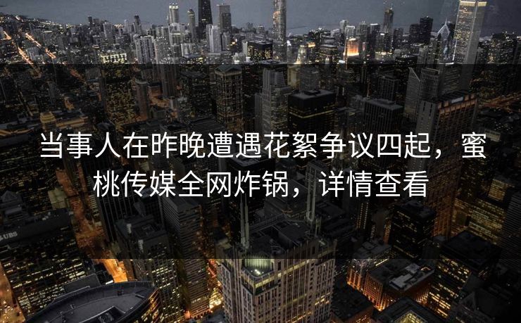 当事人在昨晚遭遇花絮争议四起，蜜桃传媒全网炸锅，详情查看