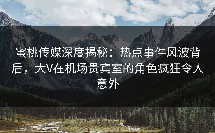 蜜桃传媒深度揭秘：热点事件风波背后，大V在机场贵宾室的角色疯狂令人意外