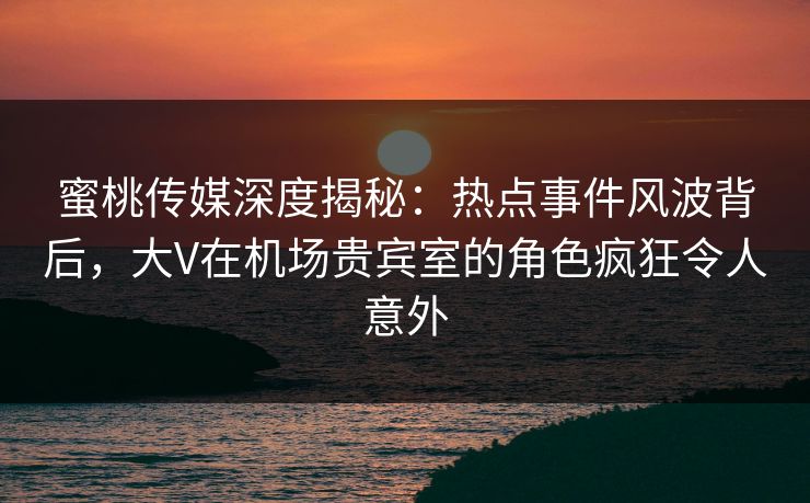 蜜桃传媒深度揭秘：热点事件风波背后，大V在机场贵宾室的角色疯狂令人意外