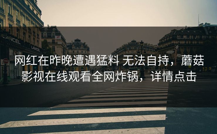 网红在昨晚遭遇猛料 无法自持，蘑菇影视在线观看全网炸锅，详情点击