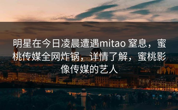 明星在今日凌晨遭遇mitao 窒息，蜜桃传媒全网炸锅，详情了解，蜜桃影像传媒的艺人