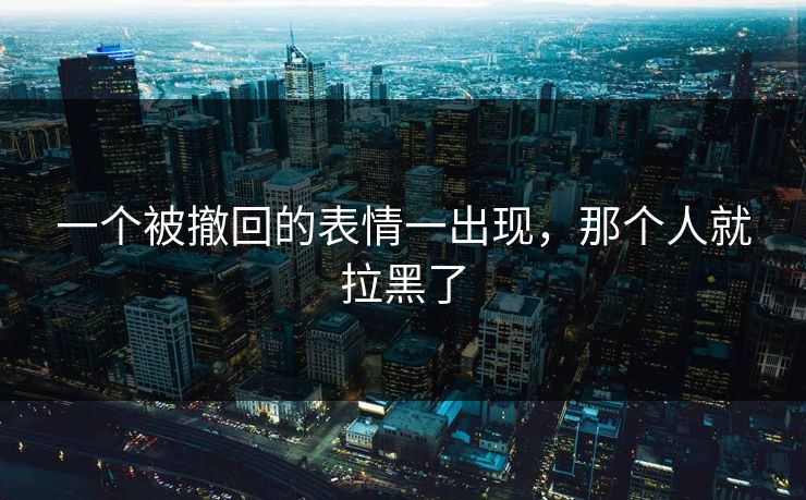 一个被撤回的表情一出现,那个人就拉黑了 一个被撤回的表情一出现,那个人就拉黑了