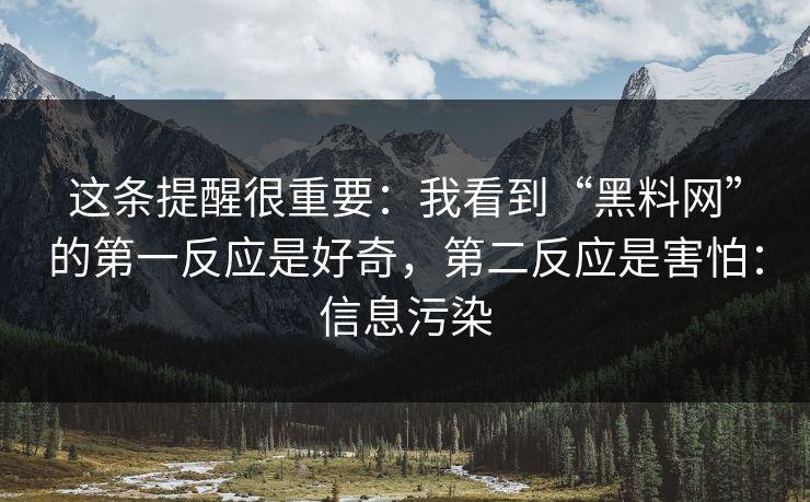 这条提醒很重要:我看到“黑料网”的第一反应是好奇,第二反应是害怕:信息污染 这条提醒很重要:我看到“黑料网”的第一反应是好奇,第二反应是害怕:信息污染